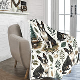 Boston Terriers in Woodland Ultra-Soft Micro Fleece Blanket