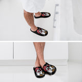 Hockey Boston Terrier Men's Cotton Slippers - Play Hard Bark Harder
