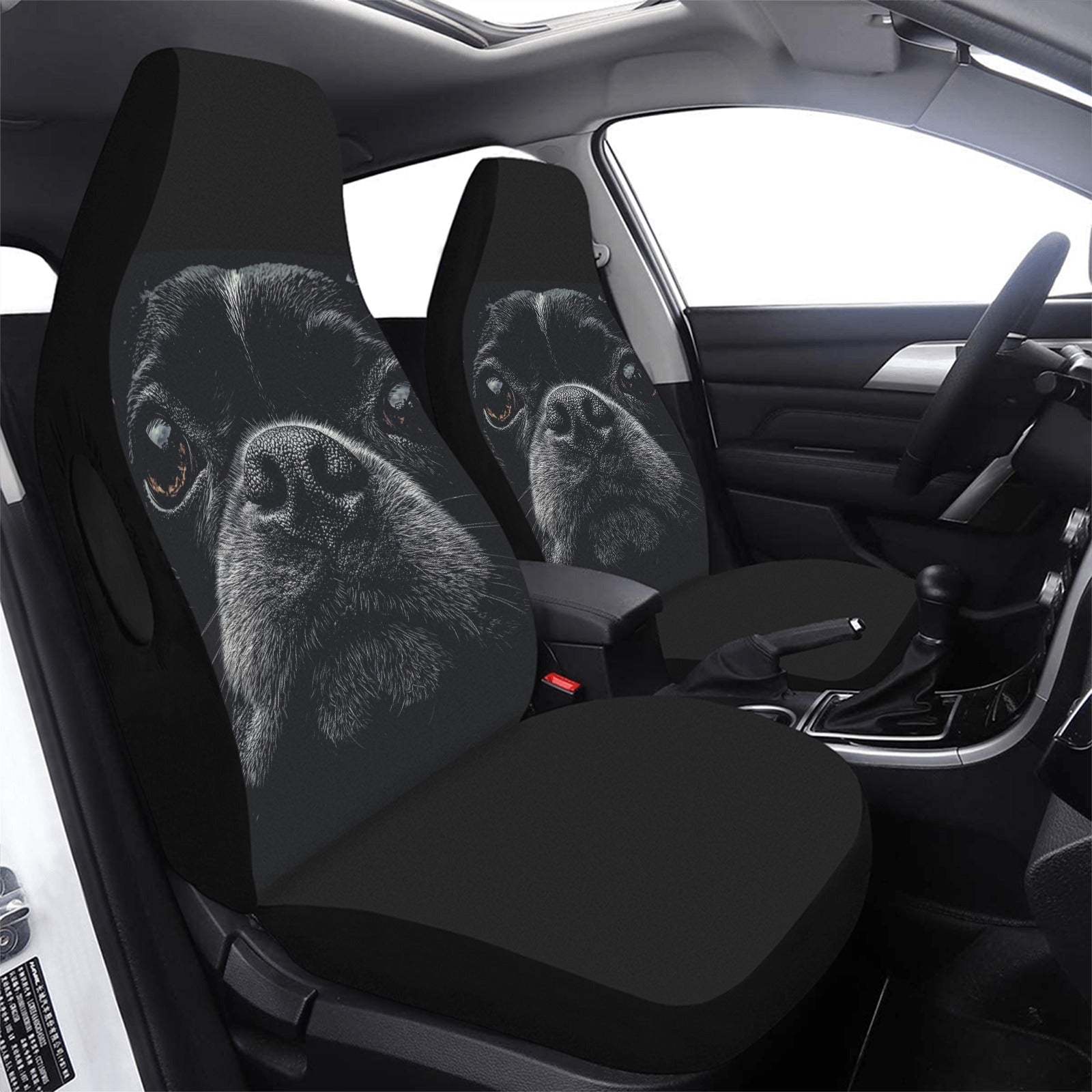 Boston Terrier Dog Face Closeup Car Seat Cover - Airbag Compatible (Set of 2)