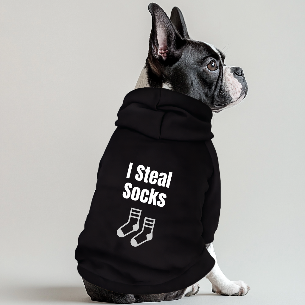 I Steal Socks 100% Cotton Dog Fleece Hoodie