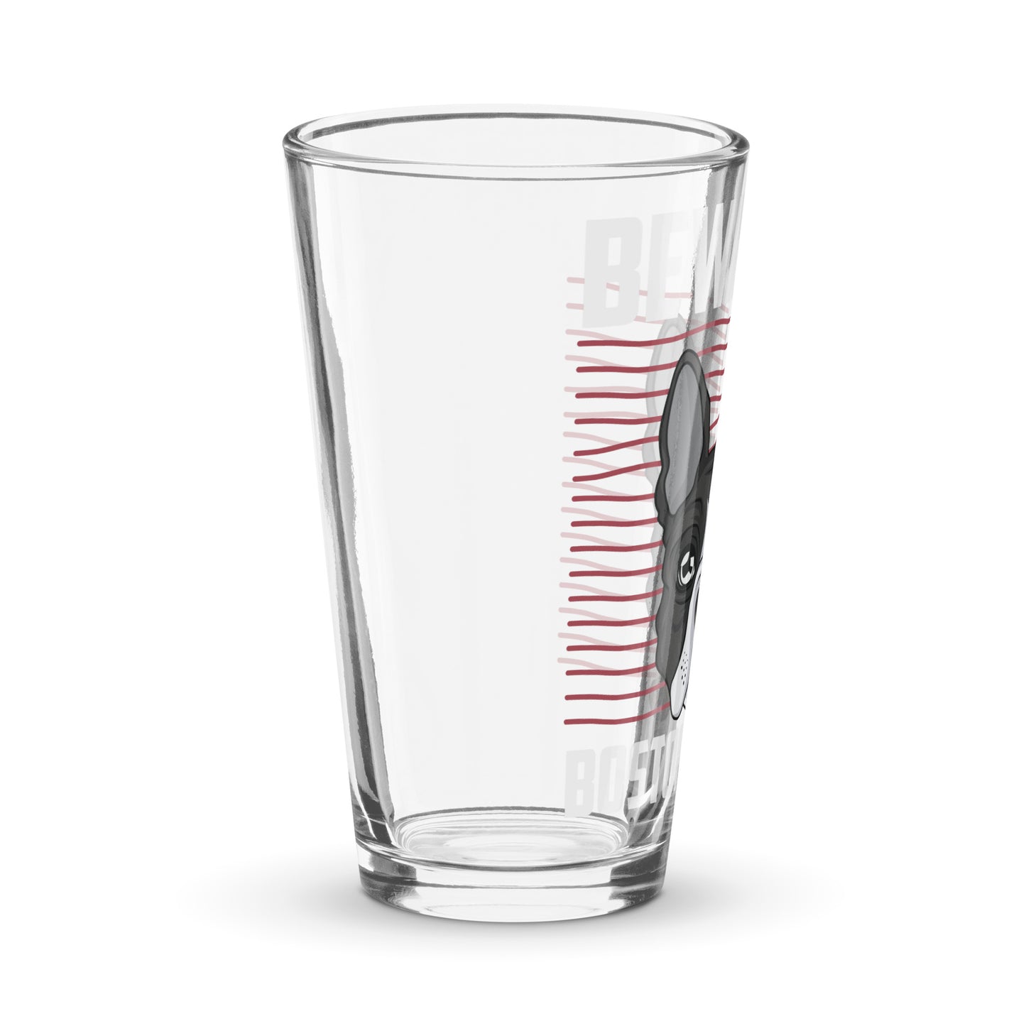 Beware Of Boston Terrier Shaker Pint Glass