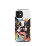 Colorful Playful Boston Terrier Dog Splash Art Tough Case for iPhone