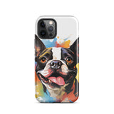 Colorful Playful Boston Terrier Dog Splash Art Tough Case for iPhone