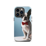 Dapper Boston Terrier in Red Bow Tie Seated on White Chair Tough Case for iPhone