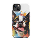 Colorful Playful Boston Terrier Dog Splash Art Tough Case for iPhone