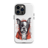 Boston Terrier in a Red Hoodie on Tough Case for iPhone