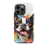 Colorful Playful Boston Terrier Dog Splash Art Tough Case for iPhone