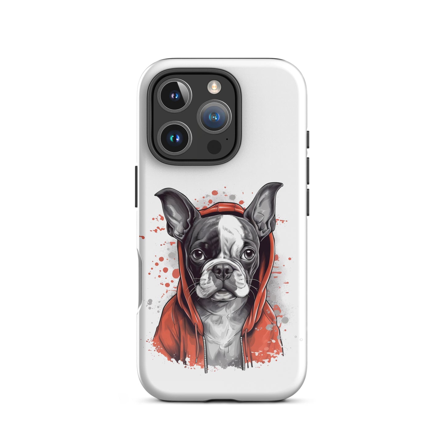 Boston Terrier in a Red Hoodie on Tough Case for iPhone