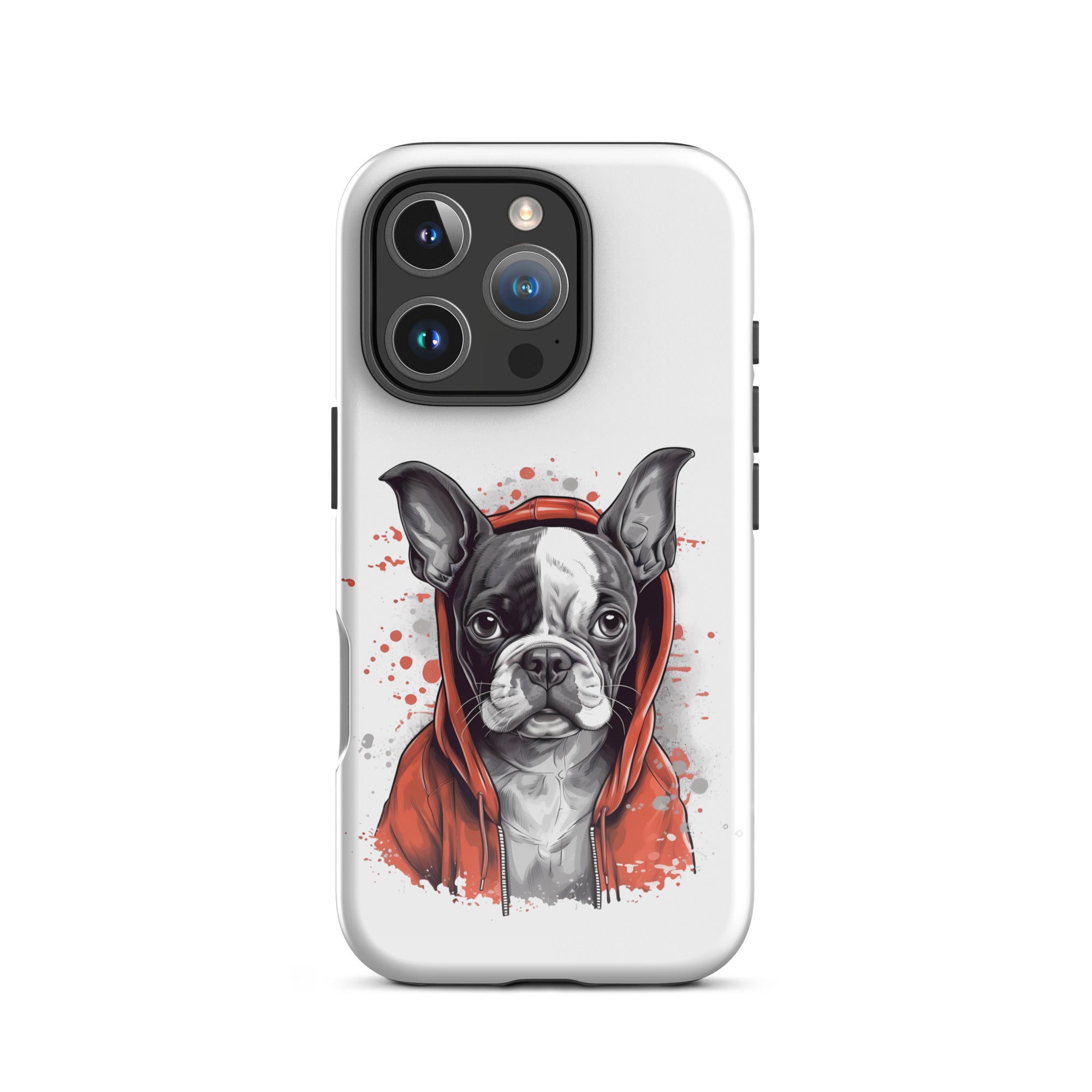 Boston Terrier in a Red Hoodie on Tough Case for iPhone