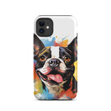 Colorful Playful Boston Terrier Dog Splash Art Tough Case for iPhone
