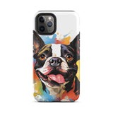 Colorful Playful Boston Terrier Dog Splash Art Tough Case for iPhone