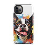 Colorful Playful Boston Terrier Dog Splash Art Tough Case for iPhone