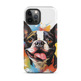 Colorful Playful Boston Terrier Dog Splash Art Tough Case for iPhone