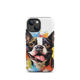 Colorful Playful Boston Terrier Dog Splash Art Tough Case for iPhone