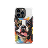 Colorful Playful Boston Terrier Dog Splash Art Tough Case for iPhone