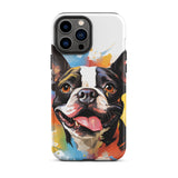 Colorful Playful Boston Terrier Dog Splash Art Tough Case for iPhone