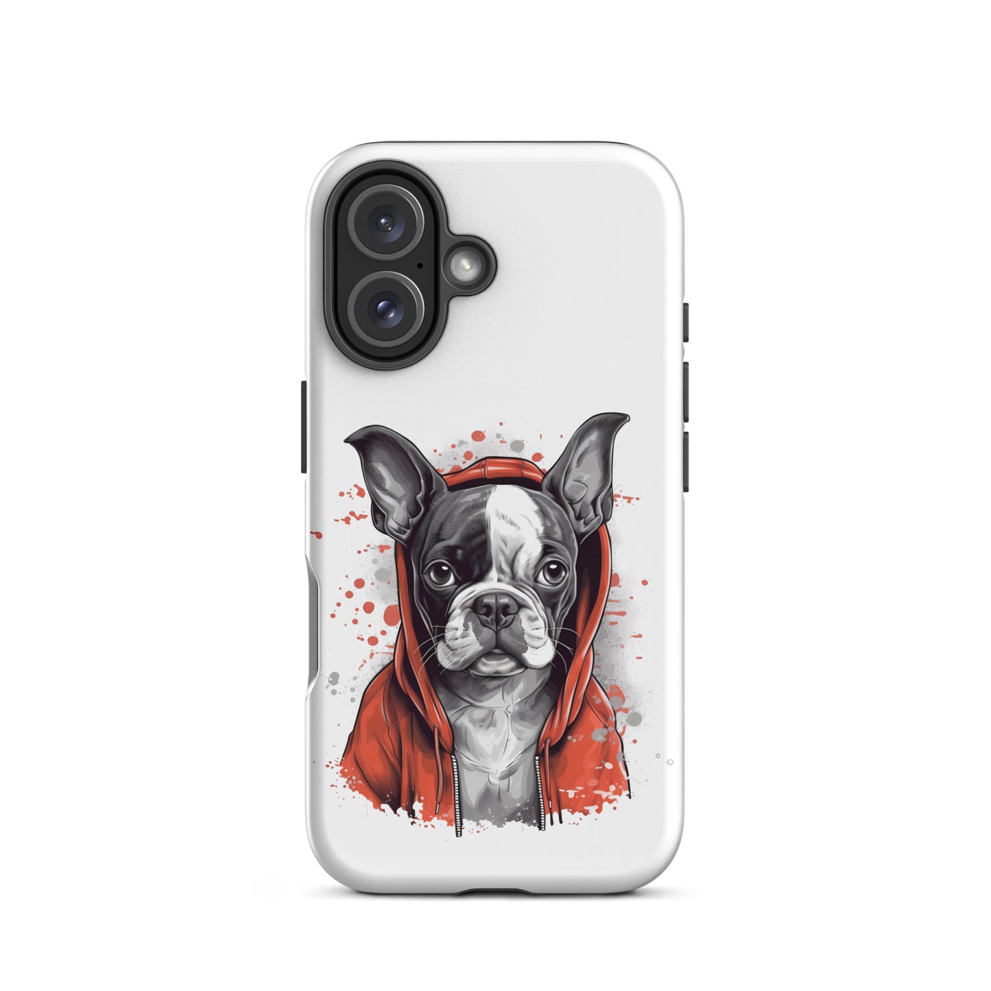 Boston Terrier in a Red Hoodie on Tough Case for iPhone