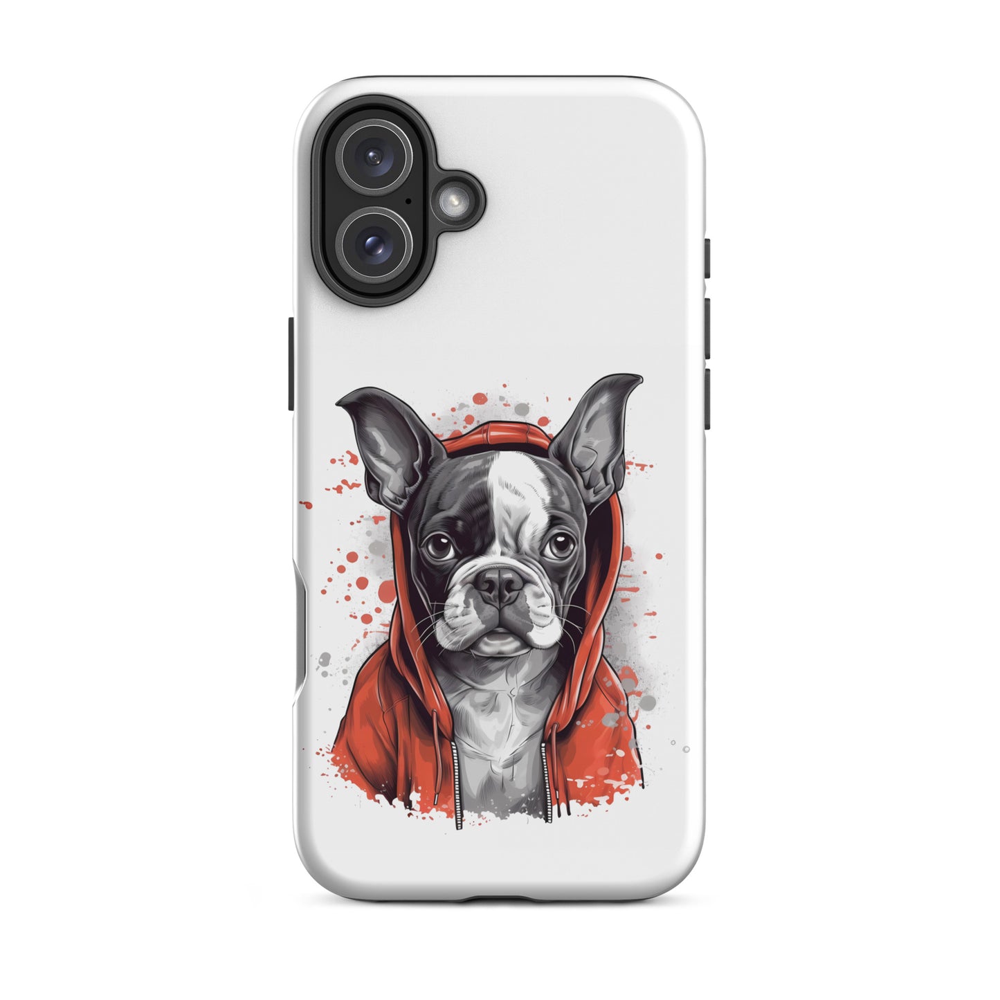 Boston Terrier in a Red Hoodie on Tough Case for iPhone