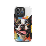 Colorful Playful Boston Terrier Dog Splash Art Tough Case for iPhone