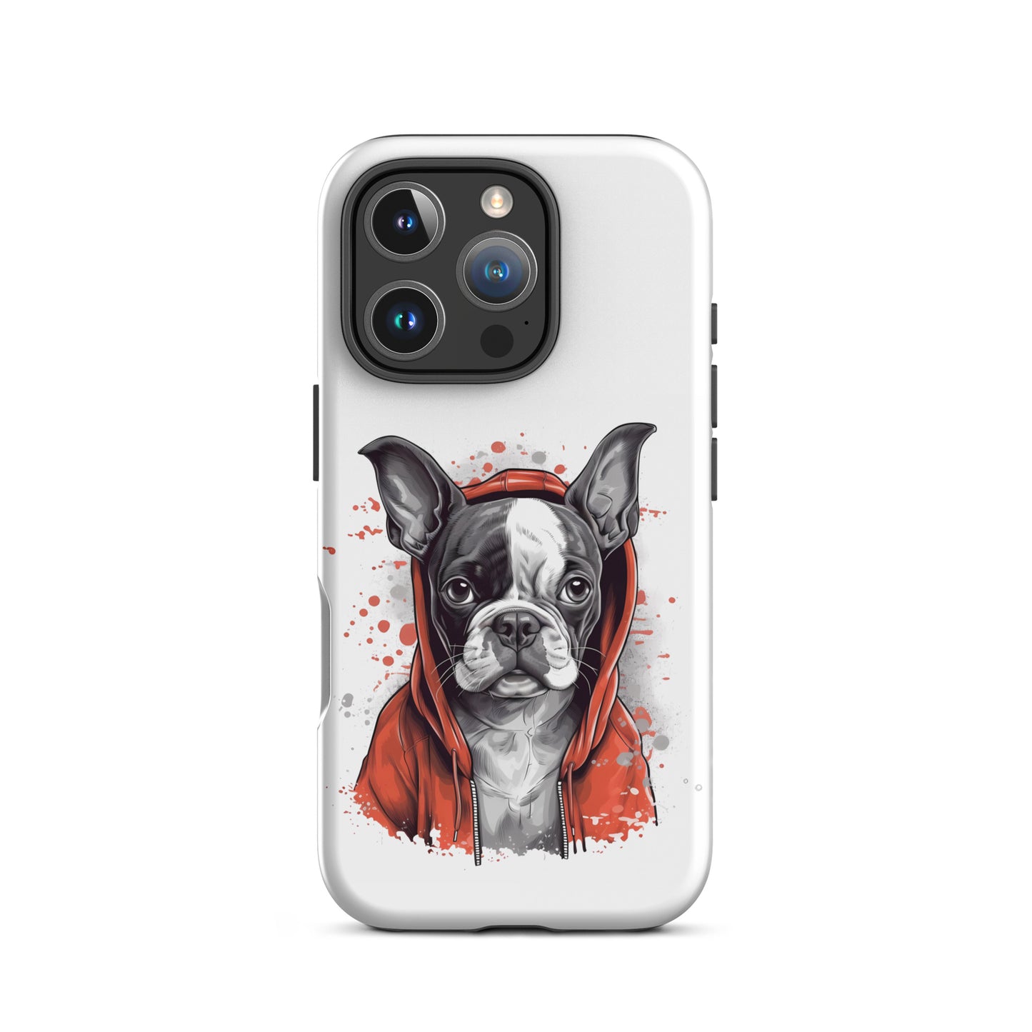 Boston Terrier in a Red Hoodie on Tough Case for iPhone