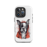 Boston Terrier in a Red Hoodie on Tough Case for iPhone