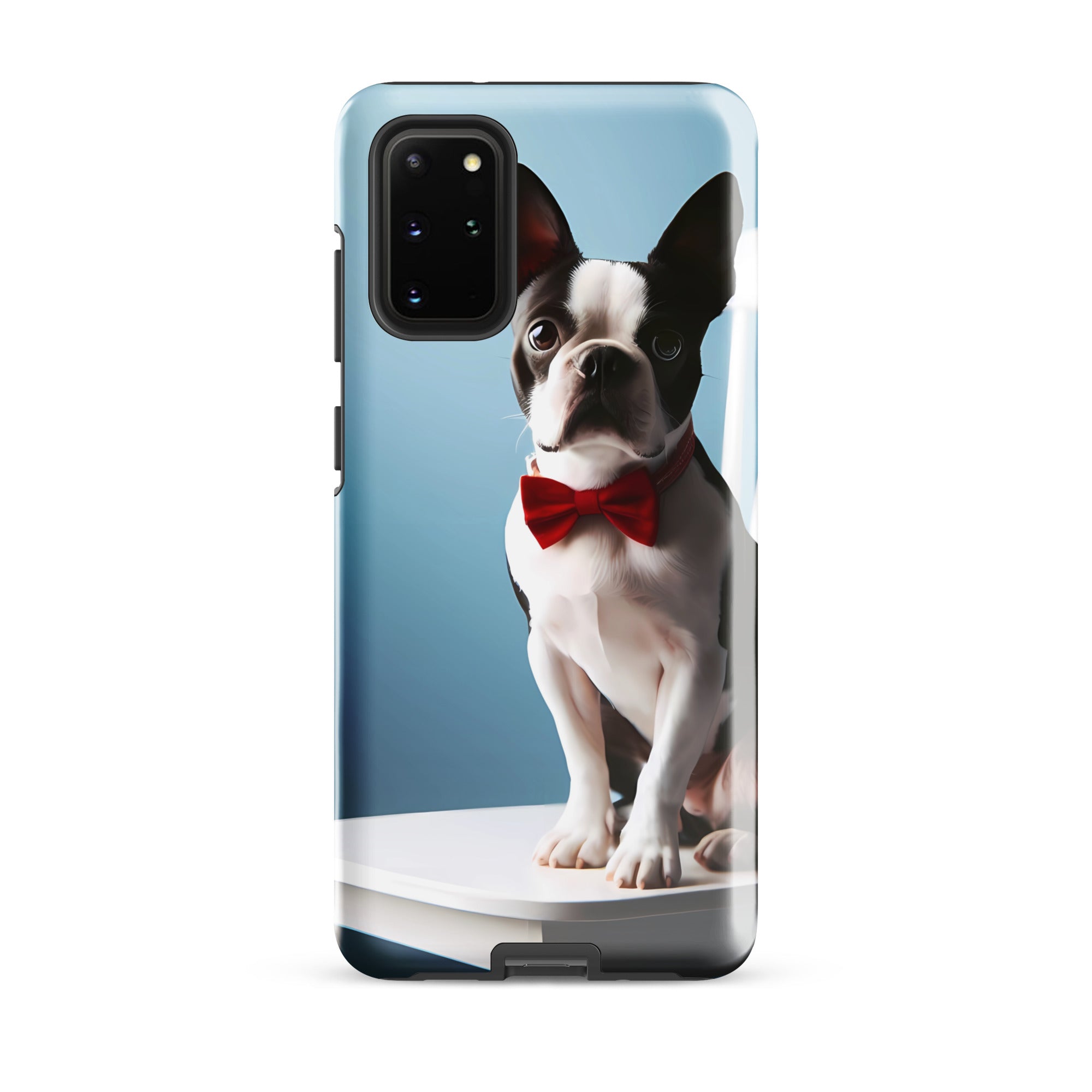 Dapper Boston Terrier in Red Bow Tie Seated on White Chair Tough case for Samsung