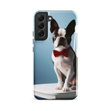 Dapper Boston Terrier in Red Bow Tie Seated on White Chair Tough case for Samsung