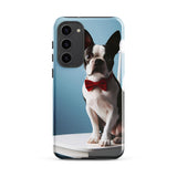 Dapper Boston Terrier in Red Bow Tie Seated on White Chair Tough case for Samsung