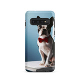Dapper Boston Terrier in Red Bow Tie Seated on White Chair Tough case for Samsung