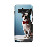 Dapper Boston Terrier in Red Bow Tie Seated on White Chair Tough case for Samsung