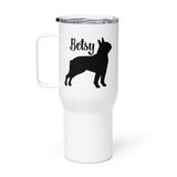 Custom Name with Boston Terrier Silhouette Travel Mug with a Handle