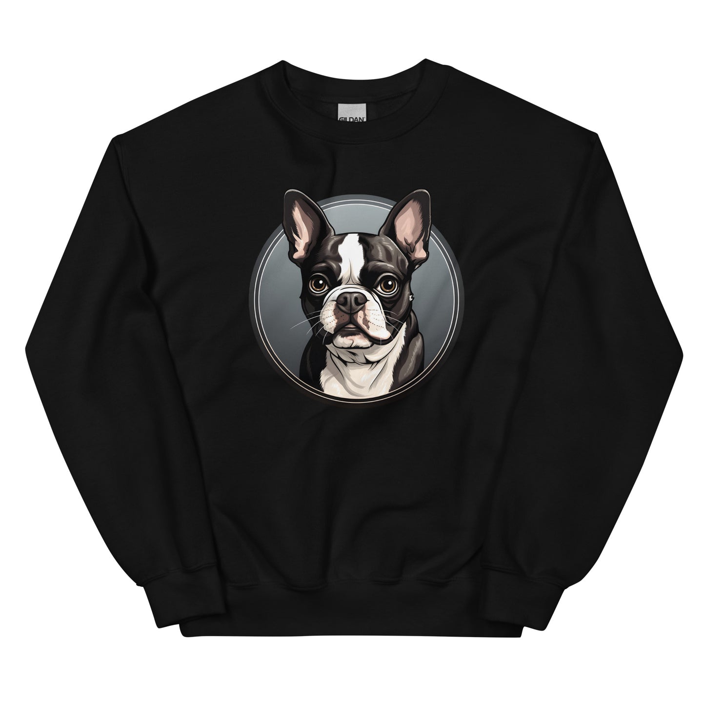 Cartoon Boston Terrier Dog Portrait Sweatshirt