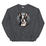 Cartoon Boston Terrier Dog Portrait Sweatshirt
