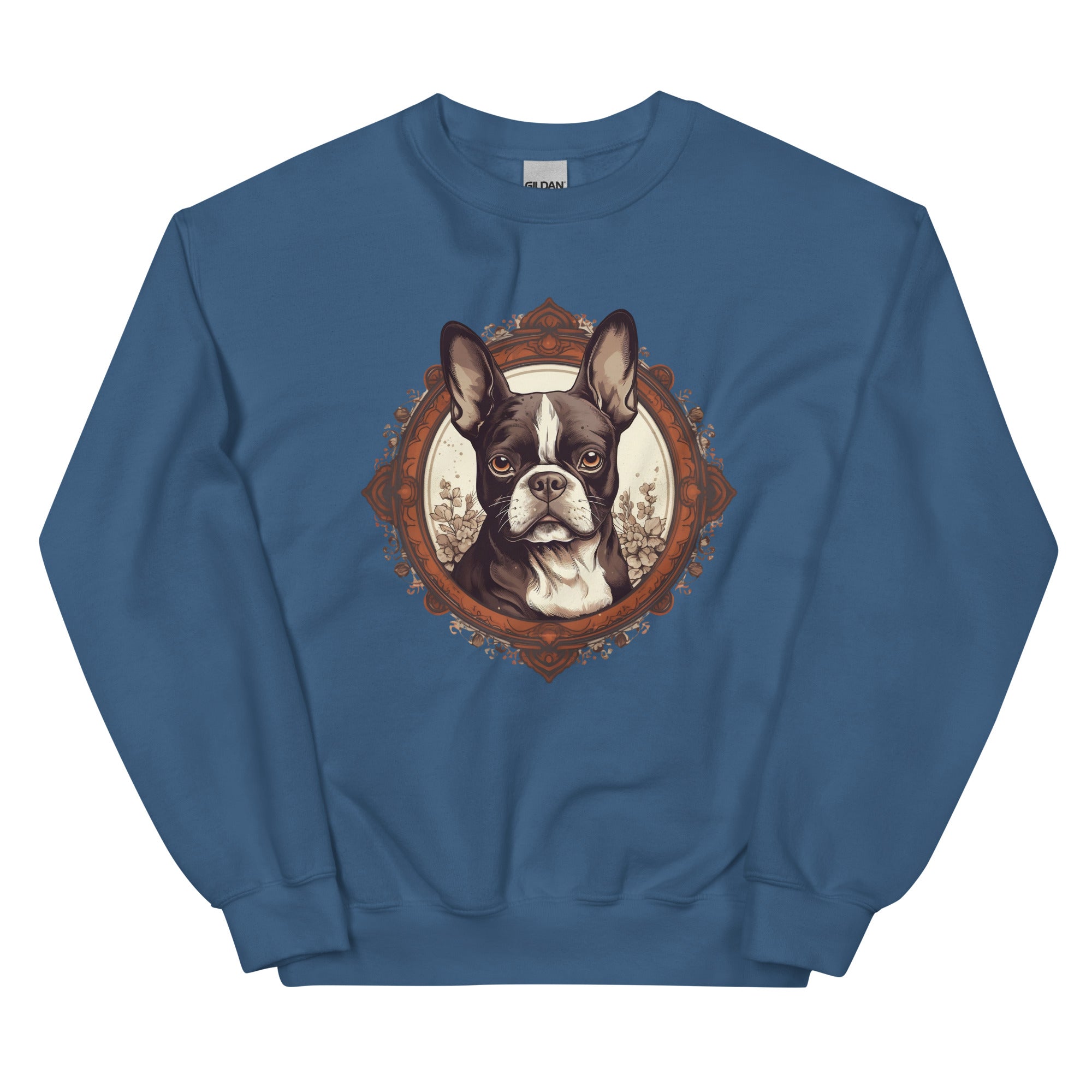 Vintage-Inspired Red Brown Boston Terrier Sweatshirt