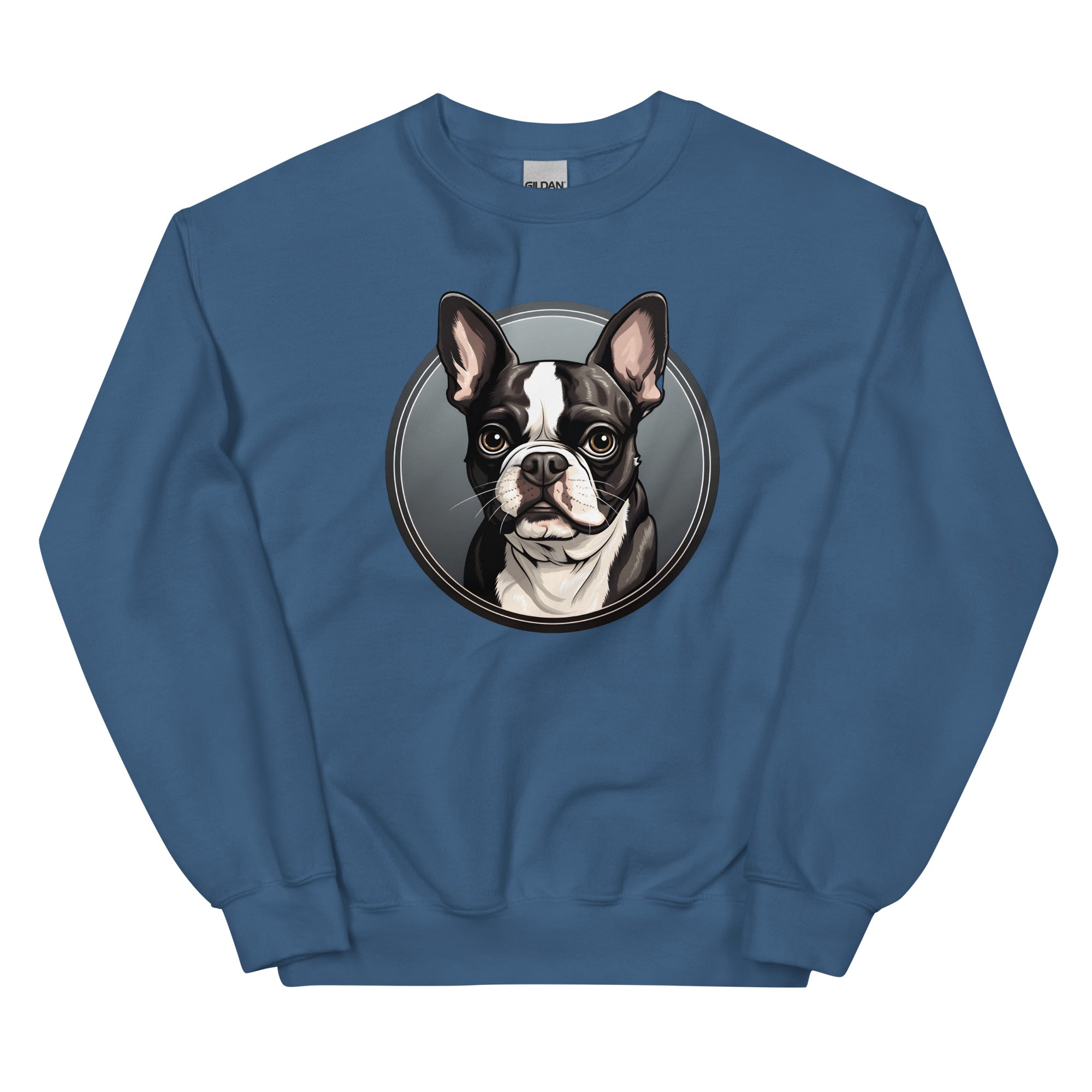 Cartoon Boston Terrier Dog Portrait Sweatshirt