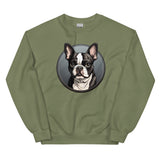 Cartoon Boston Terrier Dog Portrait Sweatshirt