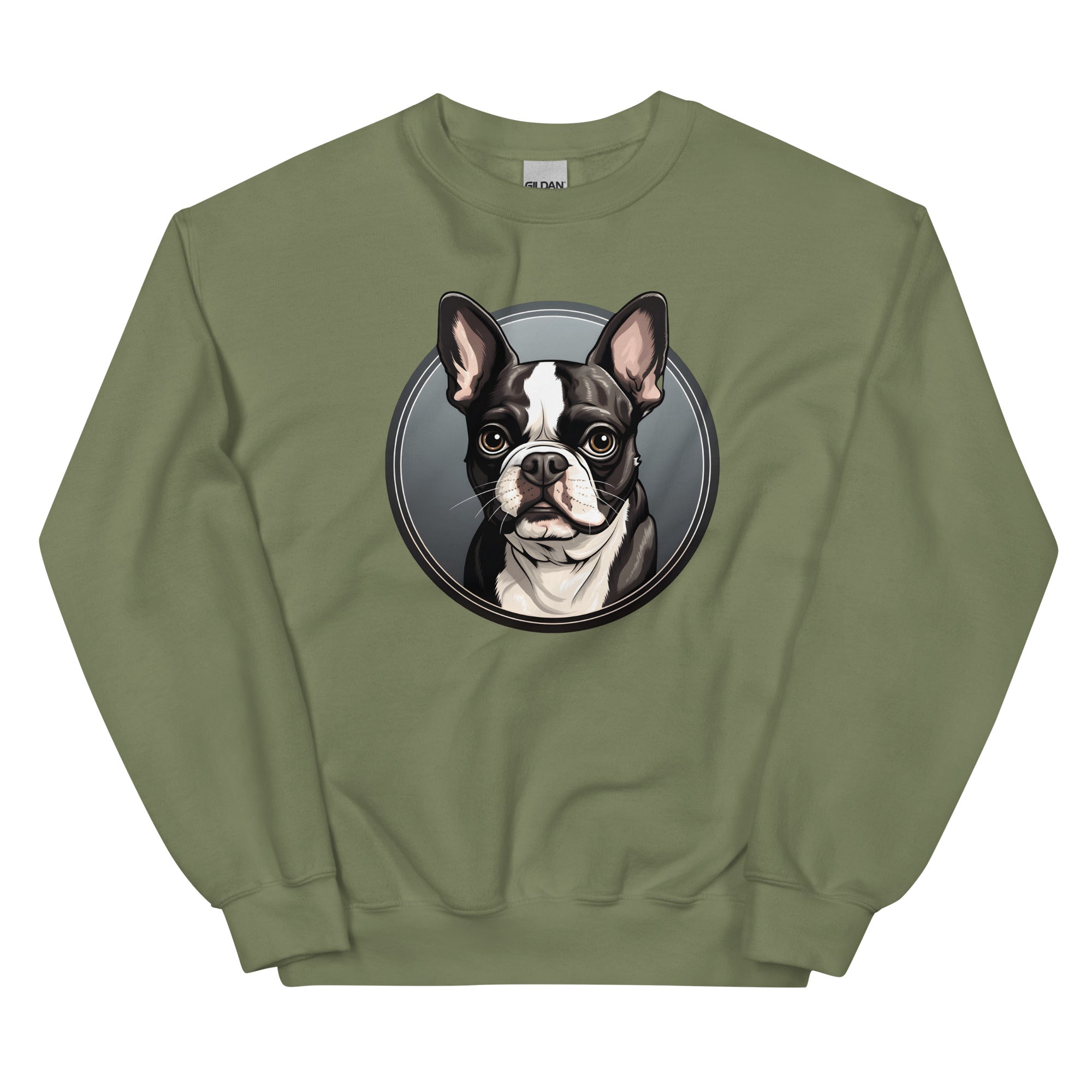 Cartoon Boston Terrier Dog Portrait Sweatshirt