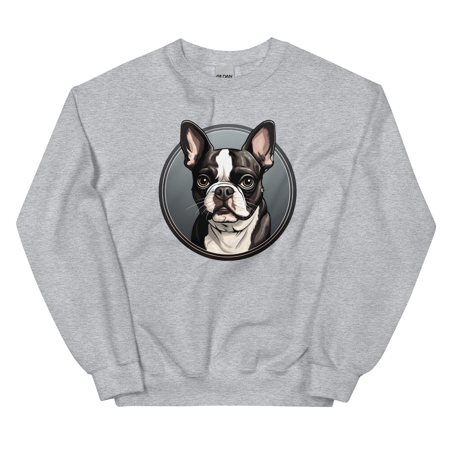 Cartoon Boston Terrier Dog Portrait Sweatshirt