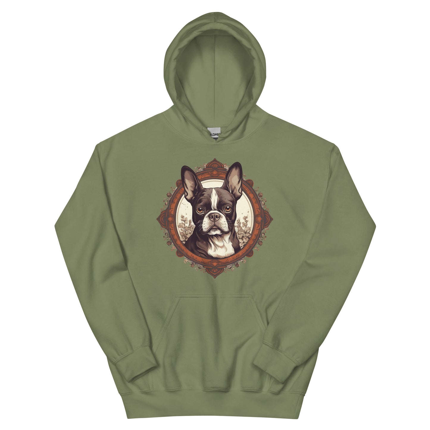 Vintage-Inspired Red Brown Boston Terrier Hoodie
