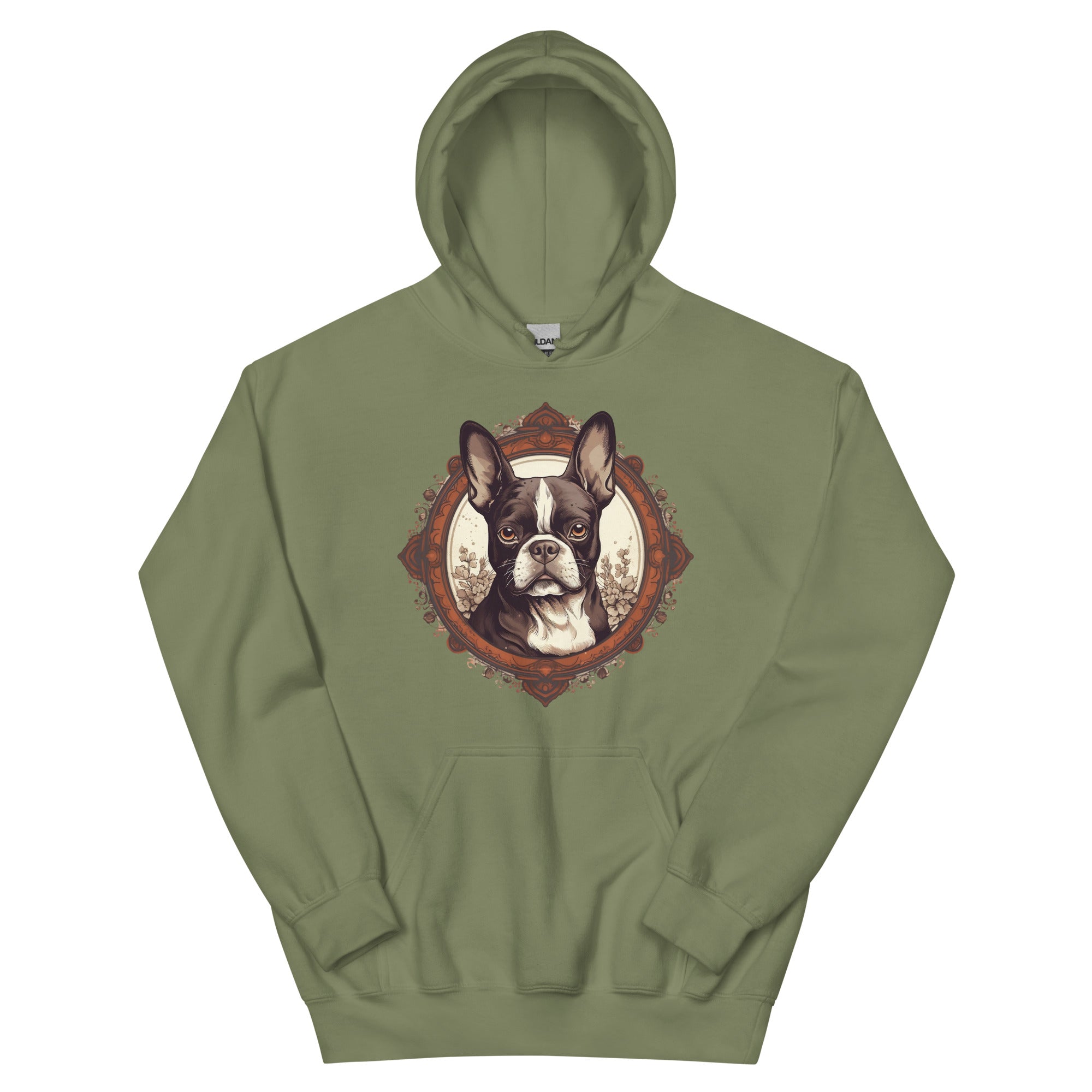 Vintage-Inspired Red Brown Boston Terrier Hoodie