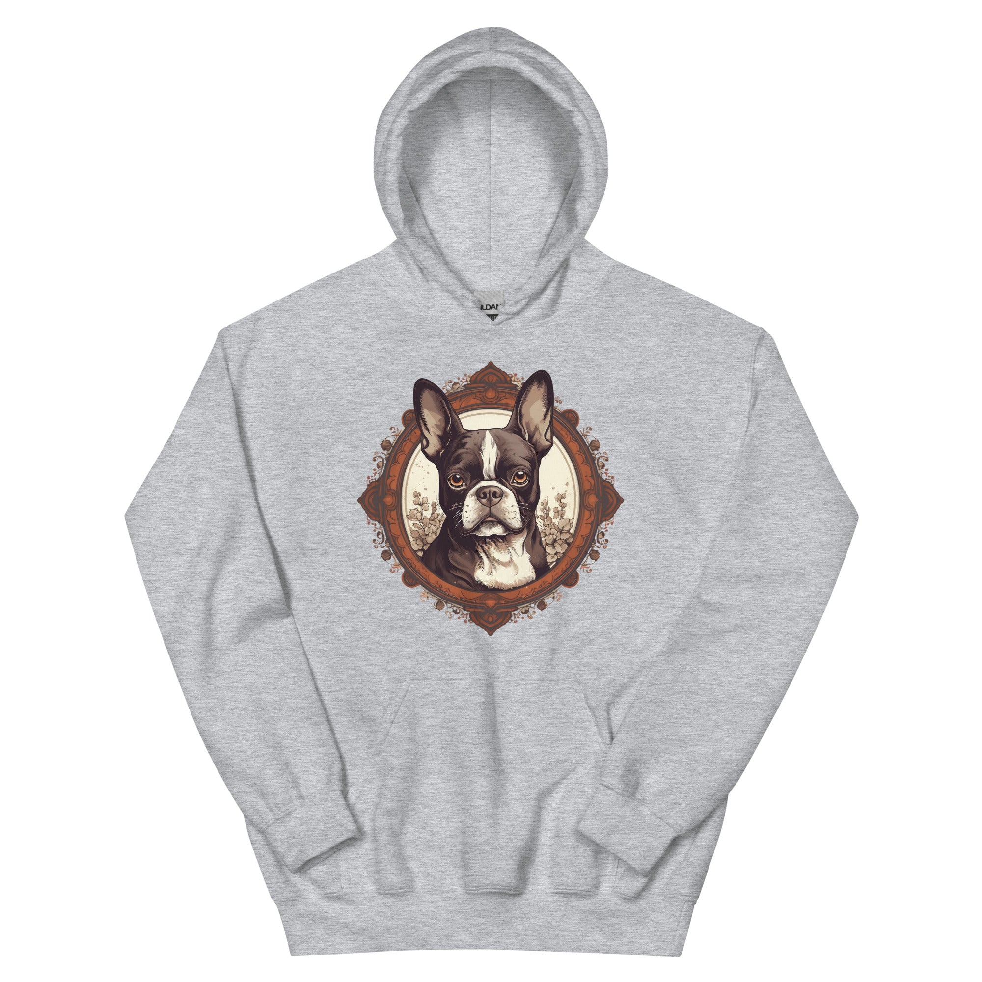 Vintage-Inspired Red Brown Boston Terrier Hoodie
