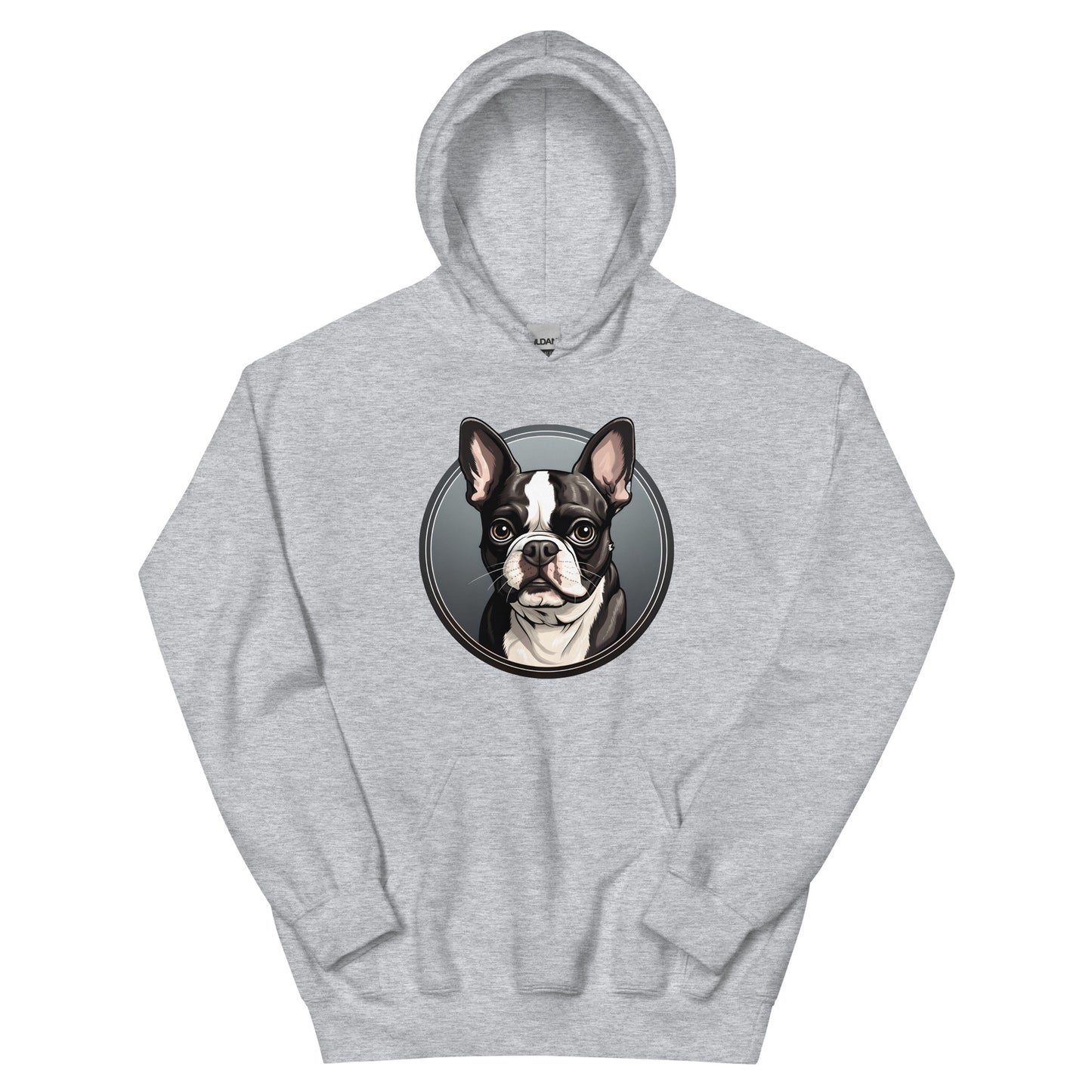 Cartoon Boston Terrier Dog Portrait Unisex Hoodie