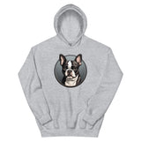 Cartoon Boston Terrier Dog Portrait Unisex Hoodie