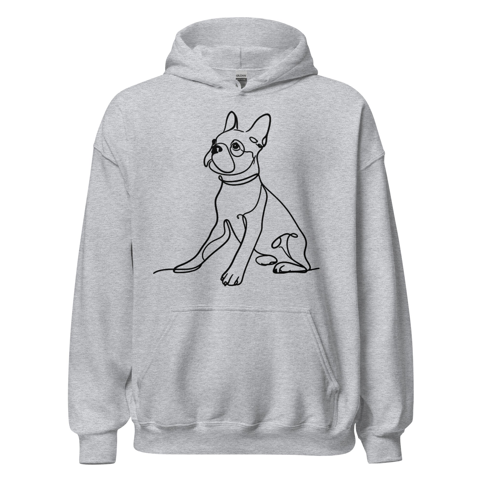Line Drawn Boston Terrier Dog Unisex Hoodie