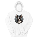 Cartoon Boston Terrier Dog Portrait Unisex Hoodie