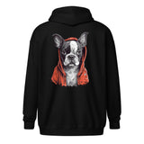 Boston Terrier In A Red Hood Unisex Heavy Blend Zip Hoodie