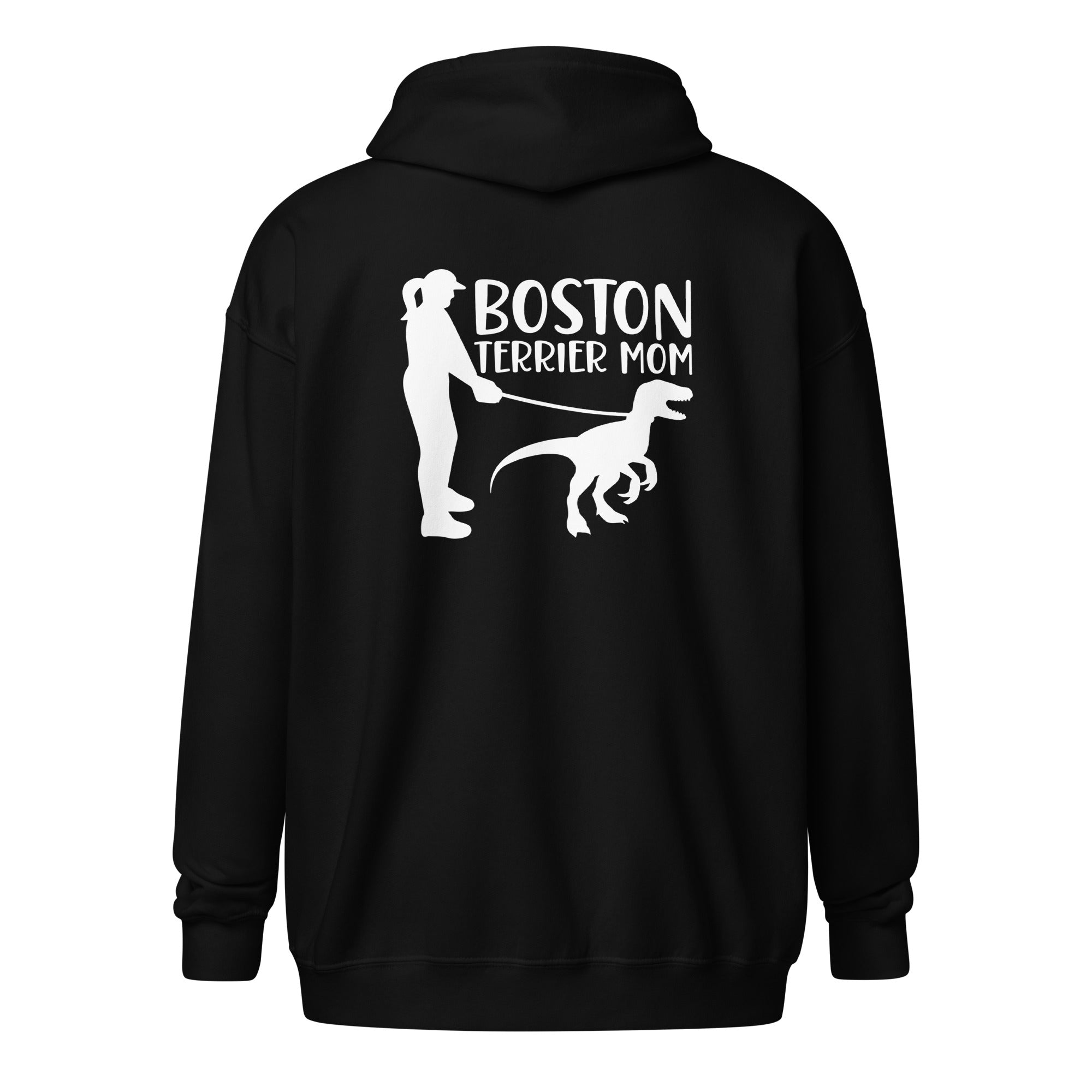 Boston Terrier Mom Dinosaur Heavy Blend Zip Hoodie