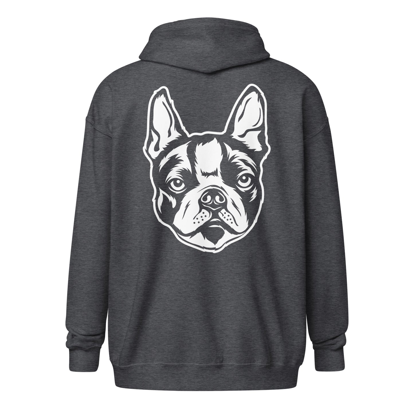 Boston Terrier Face Unisex Heavy Blend Zip Hoodie