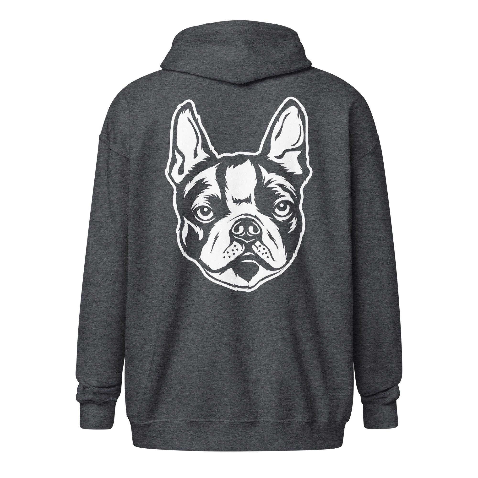 Boston Terrier Face Unisex Heavy Blend Zip Hoodie
