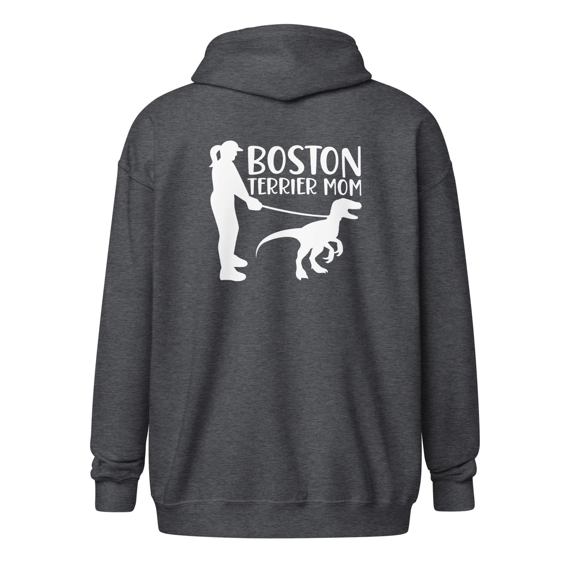 Boston Terrier Mom Dinosaur Heavy Blend Zip Hoodie